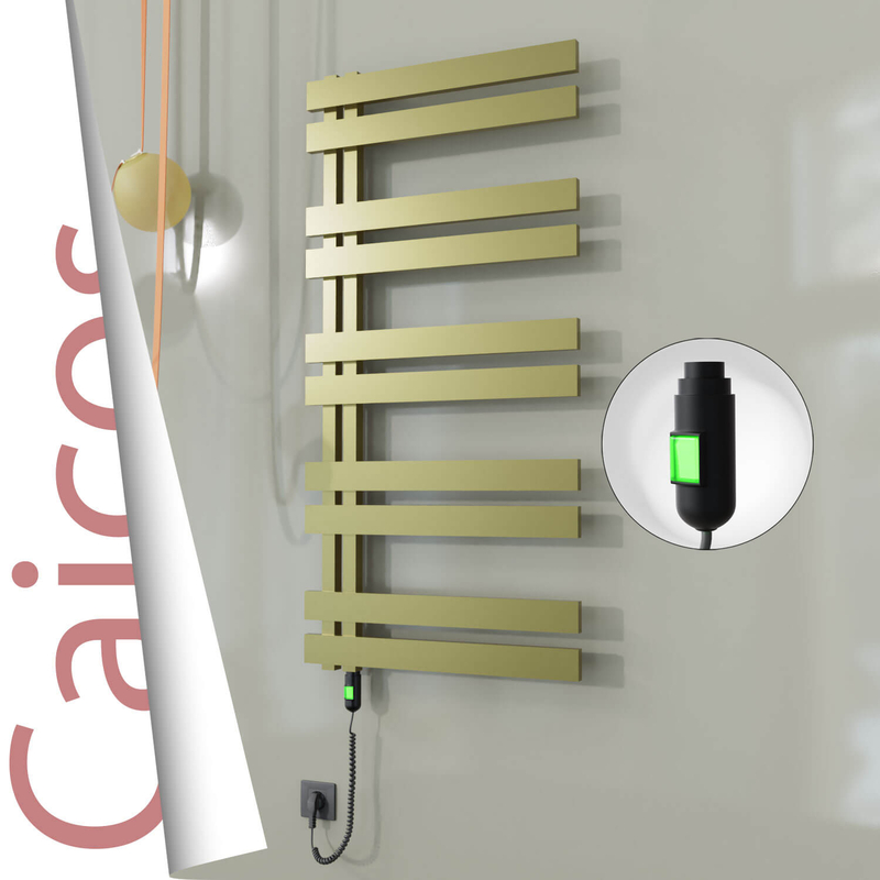 CAICOS Elektrikli Paslanmaz Çelik Havlupan 400x1260 Satine Altın (On/Off Düğmeli) 300W