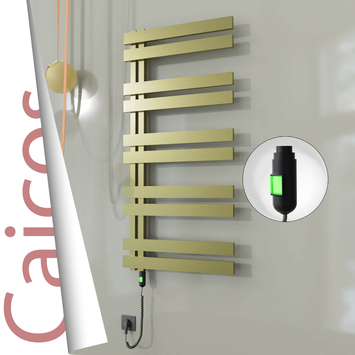 Radiva - Caicos Elektrikli Paslanmaz Çelik Havlupan 400x1260 Satine Altın (On/Off Düğmeli) 300W