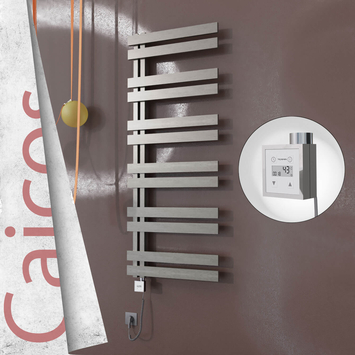 Radiva - Caicos Elektrikli Paslanmaz Çelik Havlupan 400x1530 Satin Polisaj (KTX3 Termostat) 600W Spiral Kablolu