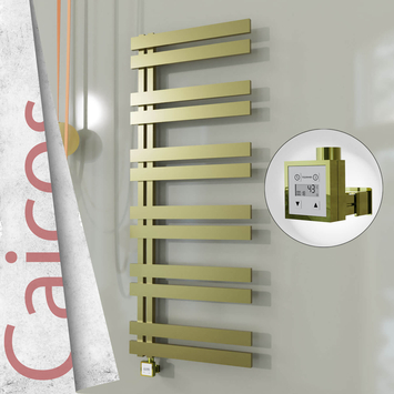Radiva - Caicos Elektrikli Paslanmaz Çelik Havlupan 400x1530 Satine Altın (KTX3 Termostat) 600W
