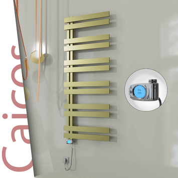Radiva - Caicos Elektrikli Paslanmaz Çelik Havlupan 400x1530 Satine Altın (Musa Termostat) 600W