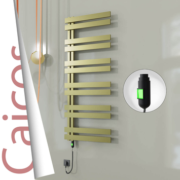 Radiva - Caicos Elektrikli Paslanmaz Çelik Havlupan 400x1530 Satine Altın (On/Off Düğmeli) 600W