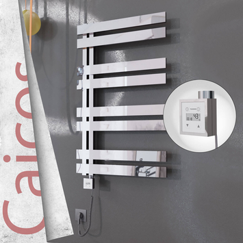 Radiva - Caicos Elektrikli Paslanmaz Çelik Havlupan 400x990 Ayna Polisaj (KTX3 Termostat) 300W Spiral Kablolu