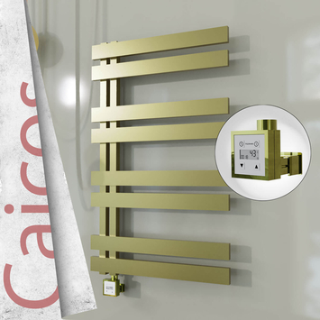 Radiva - Caicos Elektrikli Paslanmaz Çelik Havlupan 400x990 Satine Altın (KTX3 Termostat) 300W