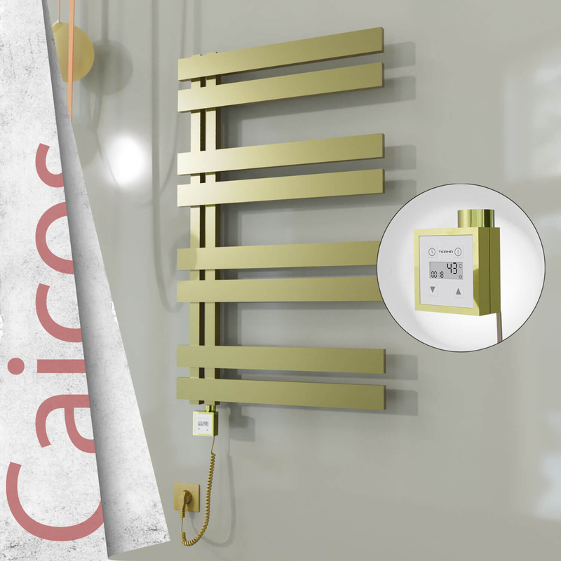 CAICOS Elektrikli Paslanmaz Çelik Havlupan 400x990 Satine Altın (KTX3 Termostat) 300W Spiral Kablolu