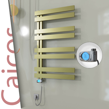 Radiva - Caicos Elektrikli Paslanmaz Çelik Havlupan 400x990 Satine Altın (Musa Termostat) 300W