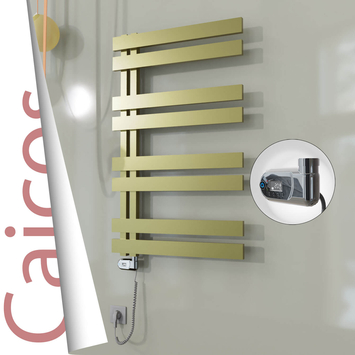 Radiva - Caicos Elektrikli Paslanmaz Çelik Havlupan 400x990 Satine Altın (Thesis Termostat) 300W
