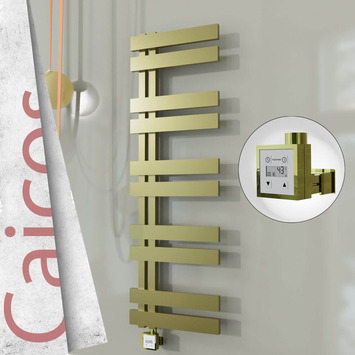 Radiva - Caicos Elektrikli Paslanmaz Çelik Havlupan 500x1260 Satine Altın (KTX3 Termostat) 600W