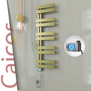 Radiva - Caicos Elektrikli Paslanmaz Çelik Havlupan 500x1260 Satine Altın (Musa Termostat) 600W