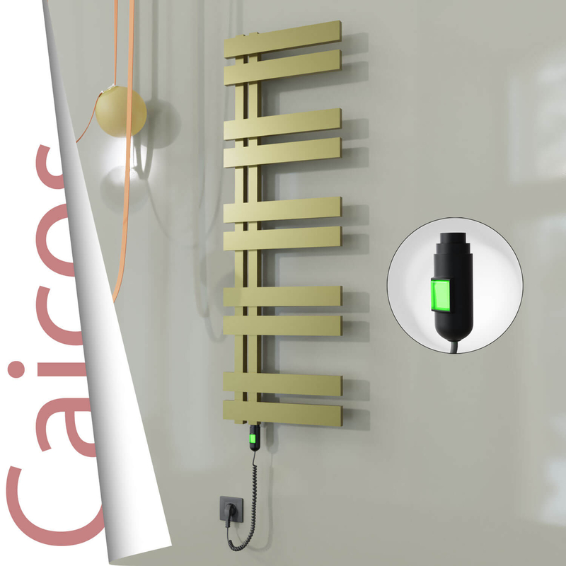 CAICOS Elektrikli Paslanmaz Çelik Havlupan 500x1260 Satine Altın (On/Off Düğmeli) 600W