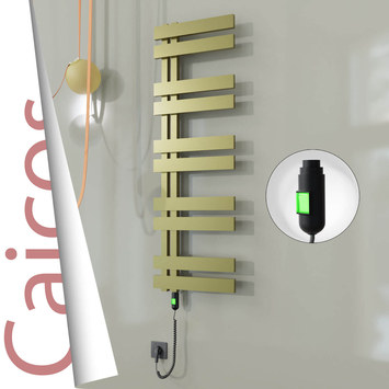 Radiva - Caicos Elektrikli Paslanmaz Çelik Havlupan 500x1260 Satine Altın (On/Off Düğmeli) 600W