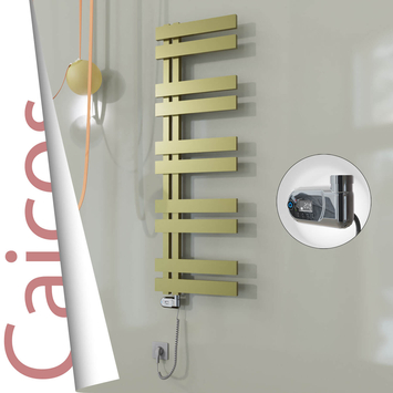 Radiva - Caicos Elektrikli Paslanmaz Çelik Havlupan 500x1260 Satine Altın (Thesis Termostat) 600W