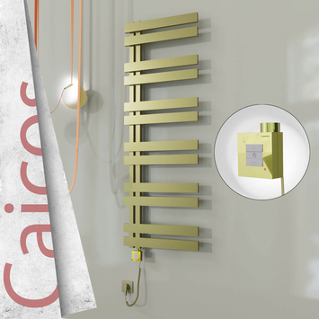 Radiva - Caicos Elektrikli Paslanmaz Çelik Havlupan 500x1530 Satine Altın (KTX1 Termostat) 600W Spiral Kablolu