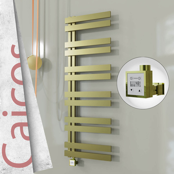Radiva - Caicos Elektrikli Paslanmaz Çelik Havlupan 500x1530 Satine Altın (KTX3 Termostat) 600W