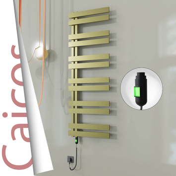 Radiva - Caicos Elektrikli Paslanmaz Çelik Havlupan 500x1530 Satine Altın (On/Off Düğmeli) 600W