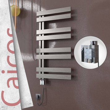 Radiva - Caicos Elektrikli Paslanmaz Çelik Havlupan 500x990 Satin Polisaj (KTX4 Termostat) 300W Spiral Kablolu