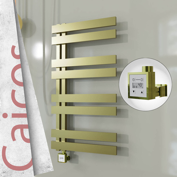 Radiva - Caicos Elektrikli Paslanmaz Çelik Havlupan 500x990 Satine Altın (KTX3 Termostat) 300W