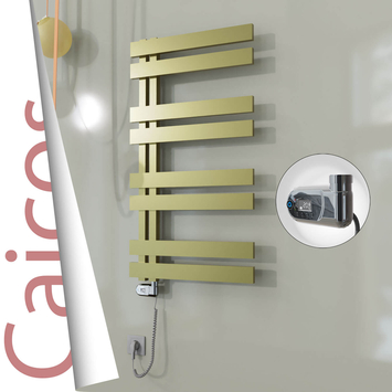 Radiva - Caicos Elektrikli Paslanmaz Çelik Havlupan 500x990 Satine Altın (Thesis Termostat) 300W