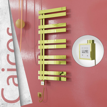 Radiva - Caicos Elektrikli Paslanmaz Çelik Havlupan 600x1260 Altın (KTX3 Termostat) 600W Spiral Kablolu