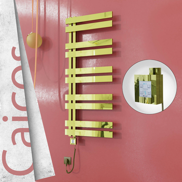 Radiva - Caicos Elektrikli Paslanmaz Çelik Havlupan 600x1260 Altın (KTX4 Termostat) 600W Spiral Kablolu