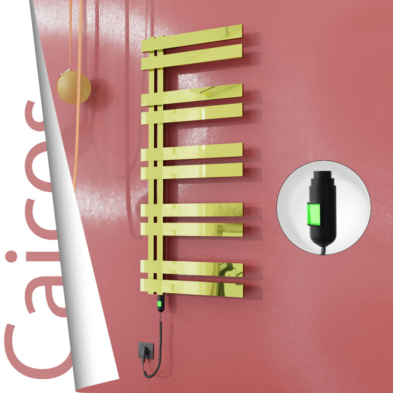 CAICOS Elektrikli Paslanmaz Çelik Havlupan 600x1260 Altın (On/Off Düğmeli) 600W