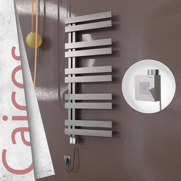 Radiva - Caicos Elektrikli Paslanmaz Çelik Havlupan 600x1260 Satin Polisaj (KTX1 Termostat) 600W Spiral Kablolu