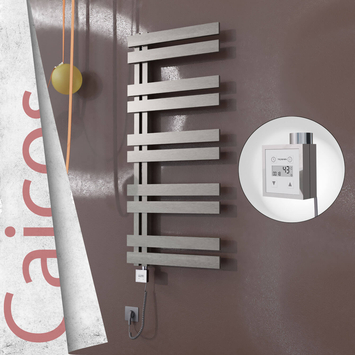 Radiva - Caicos Elektrikli Paslanmaz Çelik Havlupan 600x1260 Satin Polisaj (KTX3 Termostat) 600W Spiral Kablolu