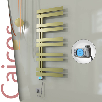 Radiva - Caicos Elektrikli Paslanmaz Çelik Havlupan 600x1260 Satine Altın (Musa Termostat) 600W