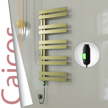Radiva - Caicos Elektrikli Paslanmaz Çelik Havlupan 600x1260 Satine Altın (On/Off Düğmeli) 600W