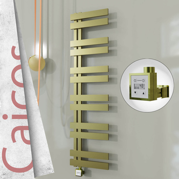 Radiva - Caicos Elektrikli Paslanmaz Çelik Havlupan 600x1530 Satine Altın (KTX3 Termostat) 600W