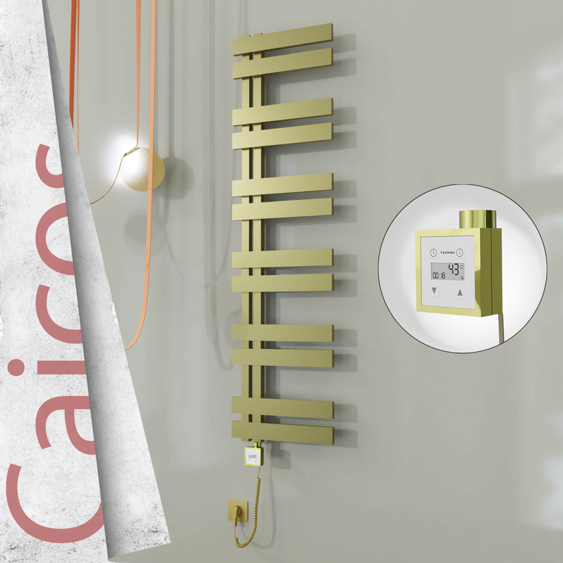 CAICOS Elektrikli Paslanmaz Çelik Havlupan 600x1530 Satine Altın (KTX3 Termostat) 600W Spiral Kablolu