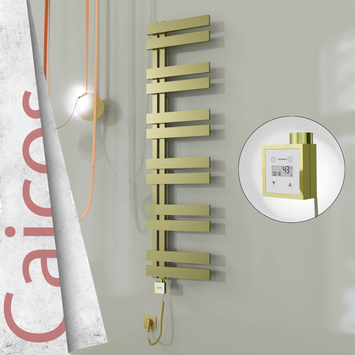 Radiva - Caicos Elektrikli Paslanmaz Çelik Havlupan 600x1530 Satine Altın (KTX3 Termostat) 600W Spiral Kablolu