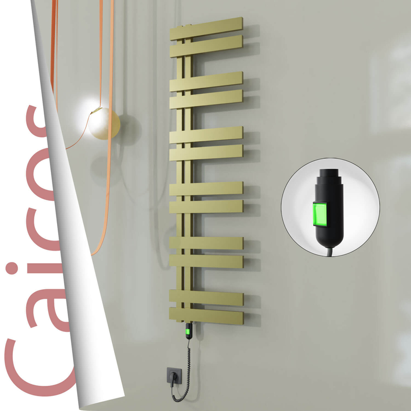 CAICOS Elektrikli Paslanmaz Çelik Havlupan 600x1530 Satine Altın (On/Off Düğmeli) 600W