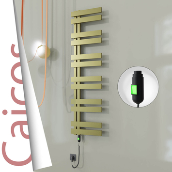 Radiva - Caicos Elektrikli Paslanmaz Çelik Havlupan 600x1530 Satine Altın (On/Off Düğmeli) 600W