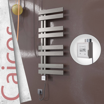 Radiva - Caicos Elektrikli Paslanmaz Çelik Havlupan 600x990 Satin Polisaj (KTX3 Termostat) 300W Spiral Kablolu