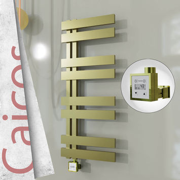 Radiva - Caicos Elektrikli Paslanmaz Çelik Havlupan 600x990 Satine Altın (KTX3 Termostat) 300W