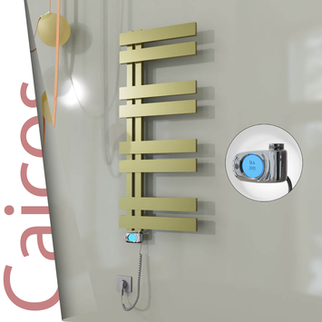 Radiva - Caicos Elektrikli Paslanmaz Çelik Havlupan 600x990 Satine Altın (Musa Termostat) 300W