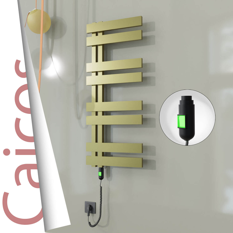 CAICOS Elektrikli Paslanmaz Çelik Havlupan 600x990 Satine Altın (On/Off Düğmeli) 300W