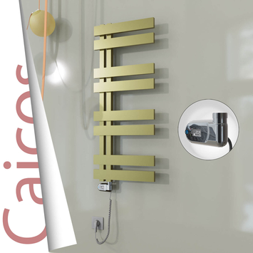 Radiva - Caicos Elektrikli Paslanmaz Çelik Havlupan 600x990 Satine Altın (Thesis Termostat) 300W