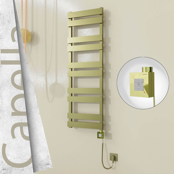 Radiva - Capella Elektrikli Paslanmaz Çelik Havlupan 400x1260 Satine Altın (KTX1 Termostat) 300W Spiral Kablolu