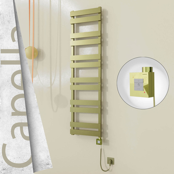 Radiva - Capella Elektrikli Paslanmaz Çelik Havlupan 400x1530 Satine Altın (KTX1 Termostat) 600W Spiral Kablolu