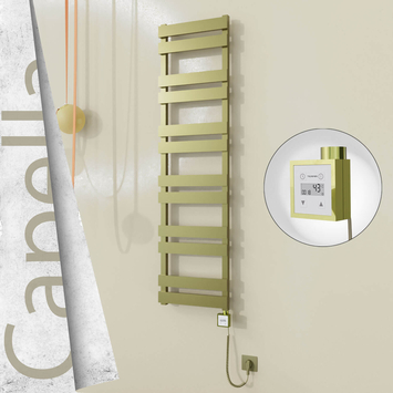 Radiva - Capella Elektrikli Paslanmaz Çelik Havlupan 400x1530 Satine Altın (KTX3 Termostat) 600W Spiral Kablolu