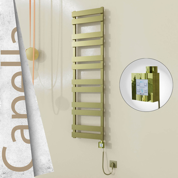 Radiva - Capella Elektrikli Paslanmaz Çelik Havlupan 400x1530 Satine Altın (KTX4 Termostat) 600W Spiral Kablolu
