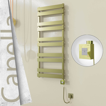 Radiva - Capella Elektrikli Paslanmaz Çelik Havlupan 500x1260 Satine Altın (KTX1 Termostat) 600W Spiral Kablolu