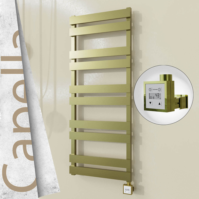 CAPELLA Elektrikli Paslanmaz Çelik Havlupan 500x1260 Satine Altın (KTX3 Termostat) 600W