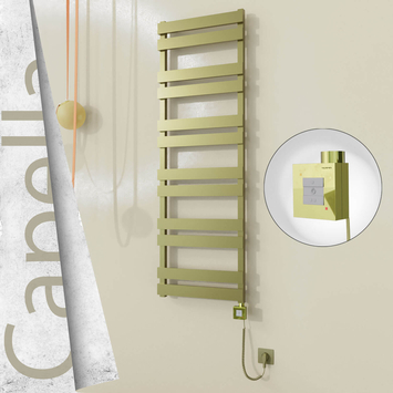 Radiva - Capella Elektrikli Paslanmaz Çelik Havlupan 500x1530 Satine Altın (KTX1 Termostat) 600W Spiral Kablolu