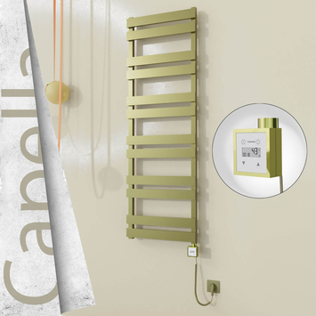 Radiva - Capella Elektrikli Paslanmaz Çelik Havlupan 500x1530 Satine Altın (KTX3 Termostat) 600W Spiral Kablolu