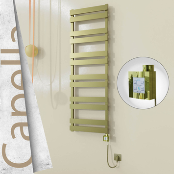 Radiva - Capella Elektrikli Paslanmaz Çelik Havlupan 500x1530 Satine Altın (KTX4 Termostat) 600W Spiral Kablolu