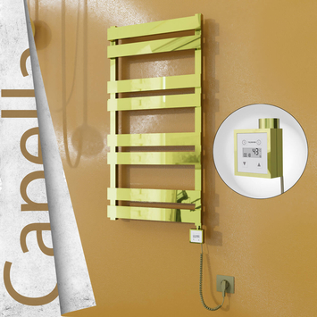 Radiva - Capella Elektrikli Paslanmaz Çelik Havlupan 500x990 Altın (KTX3 Termostat) 300W Spiral Kablolu