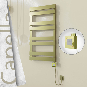 Radiva - Capella Elektrikli Paslanmaz Çelik Havlupan 500x990 Satine Altın (KTX1 Termostat) 300W Spiral Kablolu